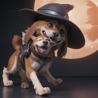 Image For Post Anime, cyborg, hat, dog, wizard, space, HD, 4K, AI Generated Art
