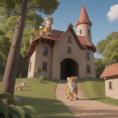 Image For Post Anime, sabertooth tiger, rabbit, forest, bakery, castle, HD, 4K, AI Generated Art