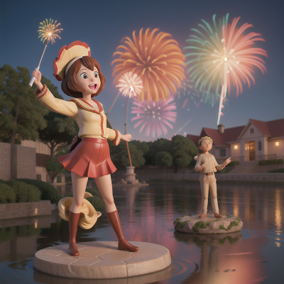 Image For Post Anime, success, joy, fireworks, drought, statue, HD, 4K, AI Generated Art