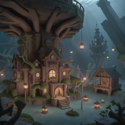 Image For Post Anime, underwater city, enchanted forest, failure, hidden trapdoor, haunted mansion, HD, 4K, AI Generated Art
