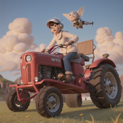 Image For Post Anime, flying, robotic pet, yeti, flying carpet, tractor, HD, 4K, AI Generated Art