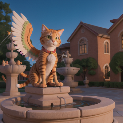 Image For Post Anime, cat, joy, musician, fountain, phoenix, HD, 4K, AI Generated Art