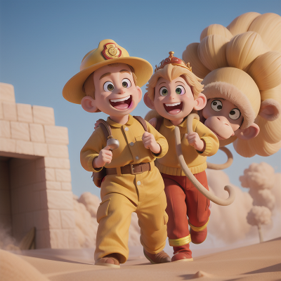 Image For Post Anime, laughter, sandstorm, firefighter, monkey, queen, HD, 4K, AI Generated Art