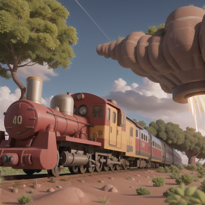 Image For Post Anime, rocket, train, storm, desert, forest, HD, 4K, AI Generated Art