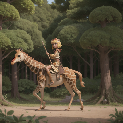 Image For Post Anime, giraffe, tribal warriors, forest, desert, magic wand, HD, 4K, AI Generated Art