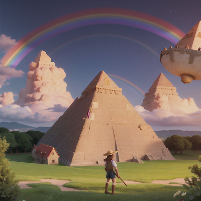 Image For Post Anime, pyramid, farmer, failure, castle, rainbow, HD, 4K, AI Generated Art