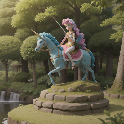 Image For Post Anime, flute, statue, forest, unicorn, storm, HD, 4K, AI Generated Art
