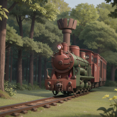 Image For Post Anime, mechanic, forest, cursed amulet, joy, train, HD, 4K, AI Generated Art