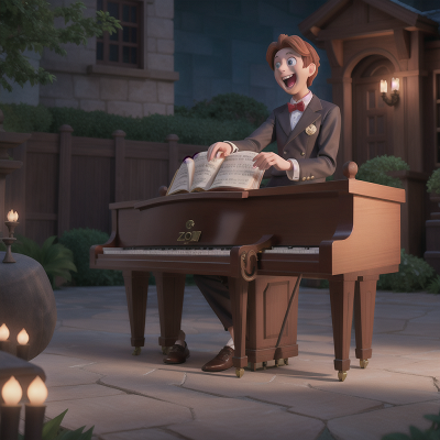 Image For Post Anime, laughter, haunted mansion, zookeeper, piano, drum, HD, 4K, AI Generated Art
