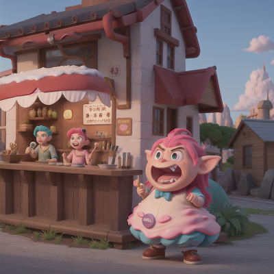 Image For Post Anime, ice cream parlor, troll, anger, fairy dust, force field, HD, 4K, AI Generated Art