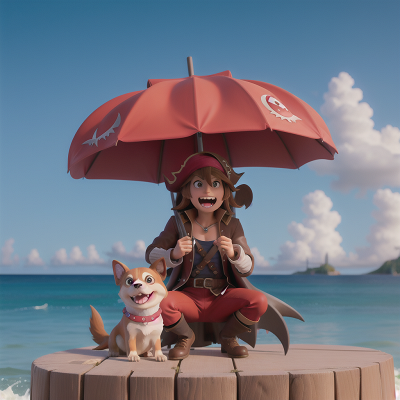 Image For Post Anime, coffee shop, shark, umbrella, pirate, dog, HD, 4K, AI Generated Art