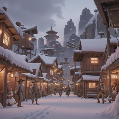 Image For Post Anime, jungle, fighting, futuristic metropolis, wild west town, snow, HD, 4K, AI Generated Art