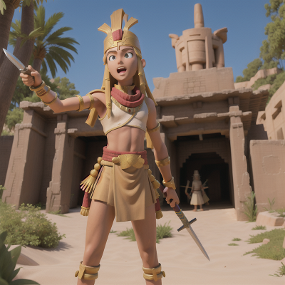 Image For Post Anime, pharaoh, sword, holodeck, tribal warriors, archaeologist, HD, 4K, AI Generated Art