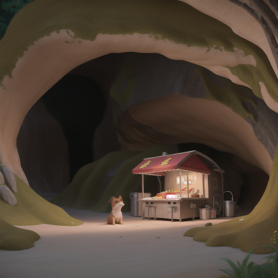 Image For Post Anime, hot dog stand, dog, cave, space, chef, HD, 4K, AI Generated Art
