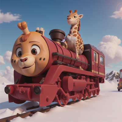 Image For Post Anime, sled, giraffe, train, bear, key, HD, 4K, AI Generated Art
