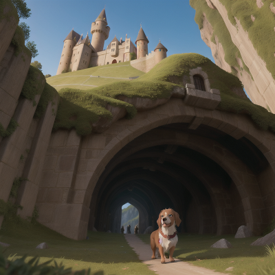Image For Post Anime, cave, medieval castle, dog, failure, witch, HD, 4K, AI Generated Art