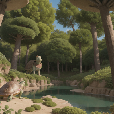 Image For Post Anime, forest, knights, exploring, turtle, desert oasis, HD, 4K, AI Generated Art