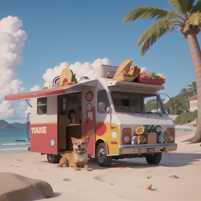 Image For Post Anime, taco truck, earthquake, beach, camera, dog, HD, 4K, AI Generated Art