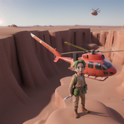 Image For Post Anime, helicopter, goblin, desert, scientist, sword, HD, 4K, AI Generated Art