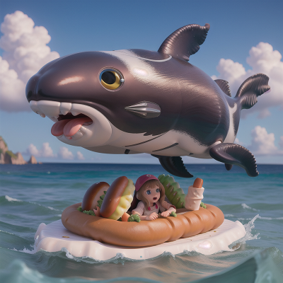 Image For Post Anime, cyborg, surprise, whale, hot dog stand, teleportation device, HD, 4K, AI Generated Art