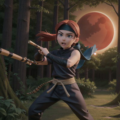 Image For Post Anime, ninja, flute, forest, solar eclipse, hero, HD, 4K, AI Generated Art