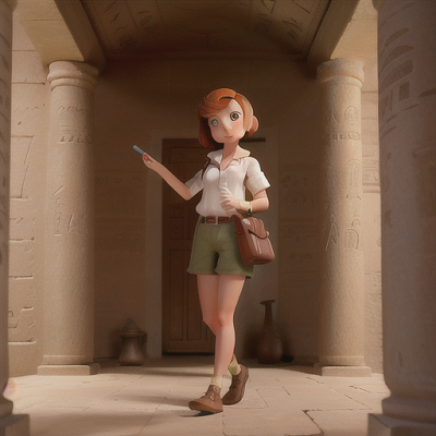 Image For Post Anime Art, Resourceful scholar, short chestnut hair and green eyes, inside an ancient Egyptian tomb