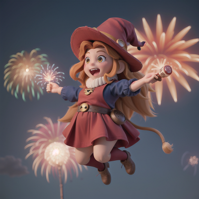 Image For Post Anime, dwarf, jumping, fireworks, witch, lion, HD, 4K, AI Generated Art