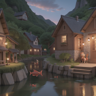 Image For Post Anime, village, confusion, fish, piano, fairy, HD, 4K, AI Generated Art