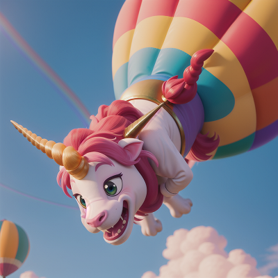 Image For Post Anime, unicorn, dragon, circus, rainbow, balloon, HD, 4K, AI Generated Art