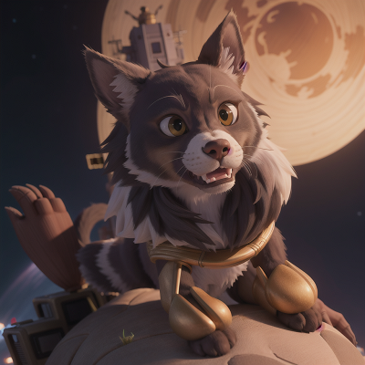 Image For Post Anime, space station, werewolf, sphinx, skyscraper, cat, HD, 4K, AI Generated Art