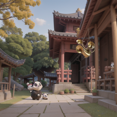Image For Post Anime, temple, panda, market, trumpet, exploring, HD, 4K, AI Generated Art