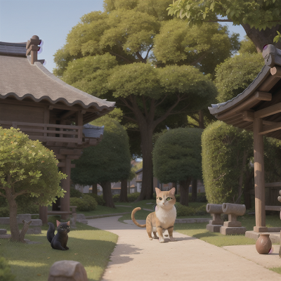 Image For Post Anime, museum, cat, village, park, samurai, HD, 4K, AI Generated Art