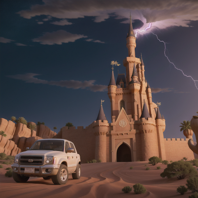 Image For Post Anime, circus, storm, desert, car, castle, HD, 4K, AI Generated Art
