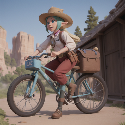 Image For Post Anime, bicycle, yeti, wild west town, elf, police officer, HD, 4K, AI Generated Art