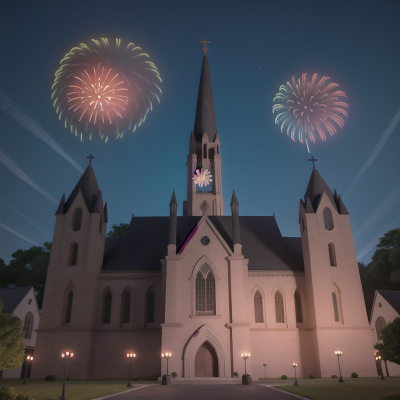 Image For Post Anime, cathedral, school, telescope, ghost, fireworks, HD, 4K, AI Generated Art
