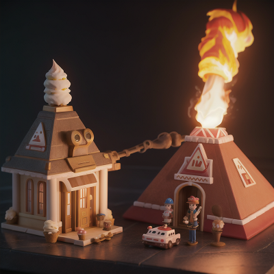 Image For Post Anime, tank, ice cream parlor, hat, pyramid, fire, HD, 4K, AI Generated Art