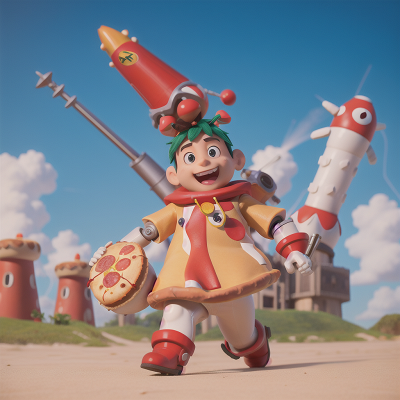Image For Post Anime, pizza, king, drum, rocket, robotic pet, HD, 4K, AI Generated Art