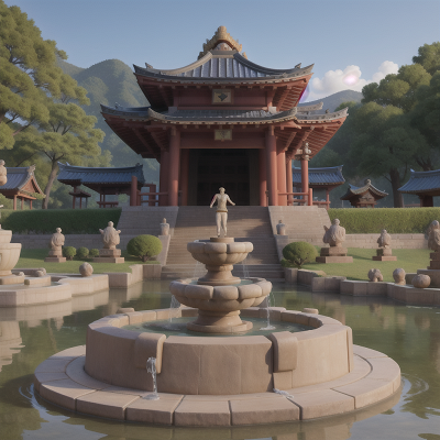 Image For Post Anime, temple, fountain, cowboys, samurai, school, HD, 4K, AI Generated Art
