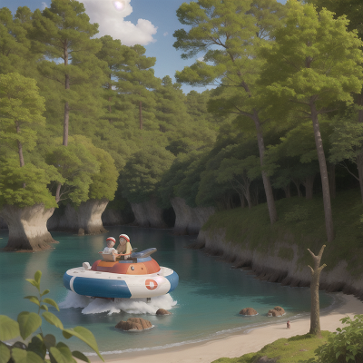 Image For Post Anime, hovercraft, book, forest, island, beach, HD, 4K, AI Generated Art