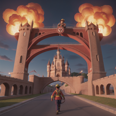 Image For Post Anime, firefighter, bridge, circus, book, castle, HD, 4K, AI Generated Art