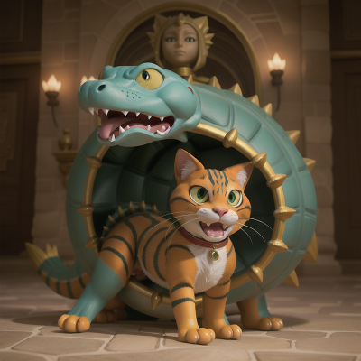 Image For Post Anime, cat, alligator, crystal, maze, sphinx, HD, 4K, AI Generated Art