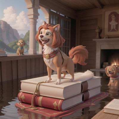 Image For Post Anime, flood, griffin, flying carpet, dog, book, HD, 4K, AI Generated Art