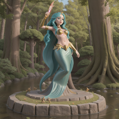 Image For Post Anime, wizard, statue, forest, mermaid, king, HD, 4K, AI Generated Art