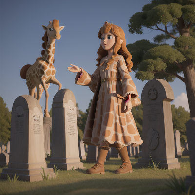 Image For Post Anime, sasquatch, haunted graveyard, princess, giraffe, invisibility cloak, HD, 4K, AI Generated Art