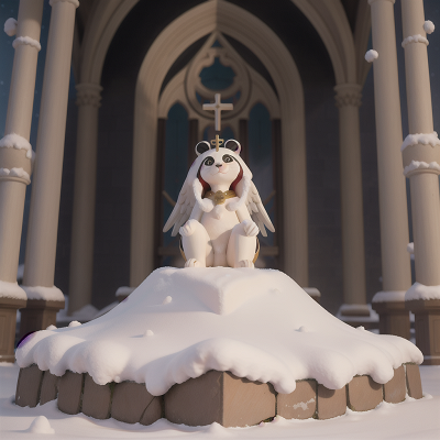 Image For Post Anime, cathedral, snow, angel, sphinx, panda, HD, 4K, AI Generated Art