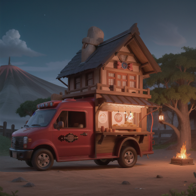 Image For Post Anime, vampire's coffin, village, volcano, taco truck, cursed amulet, HD, 4K, AI Generated Art