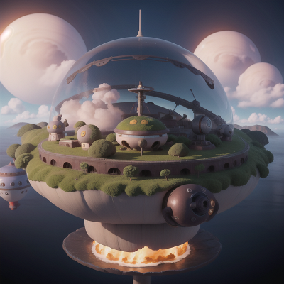 Image For Post Anime, alien planet, hovercraft, island, fog, chef, HD, 4K, AI Generated Art
