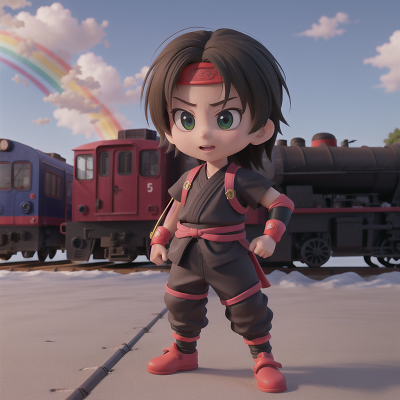Image For Post Anime, ninja, joy, train, rainbow, king, HD, 4K, AI Generated Art