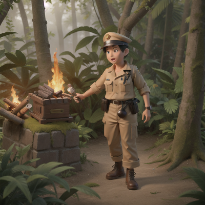 Image For Post Anime, treasure, fog, fire, jungle, police officer, HD, 4K, AI Generated Art