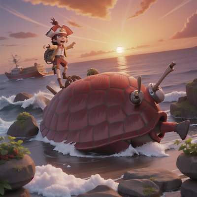 Image For Post Anime, sunrise, turtle, success, pirate, anger, HD, 4K, AI Generated Art
